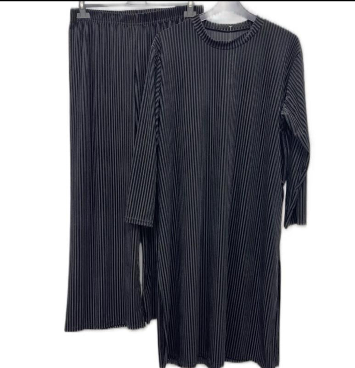 Velvet ribbed coord set with wide leg trousers