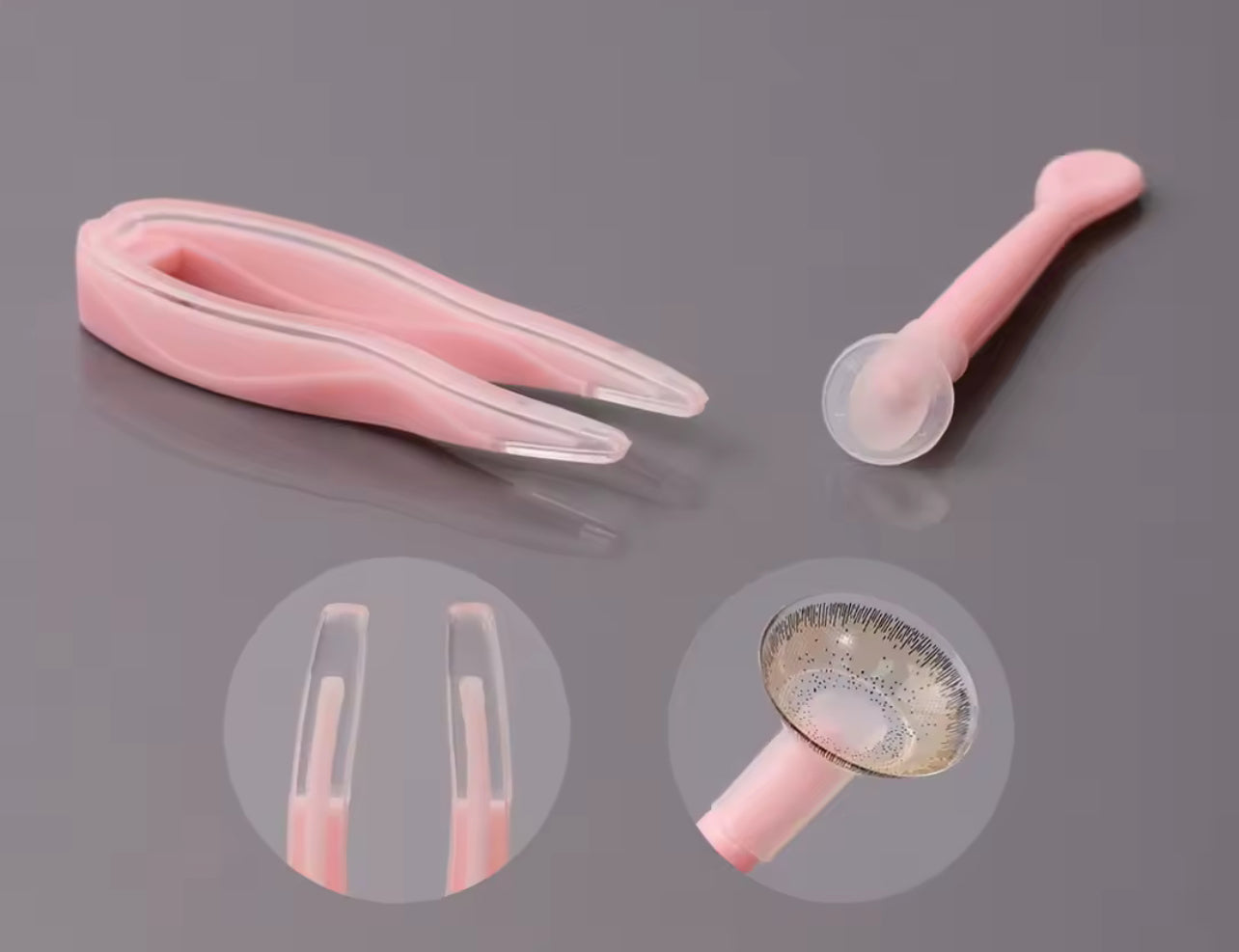 Contact Lenses Applicator and Remover with clear case (pink)